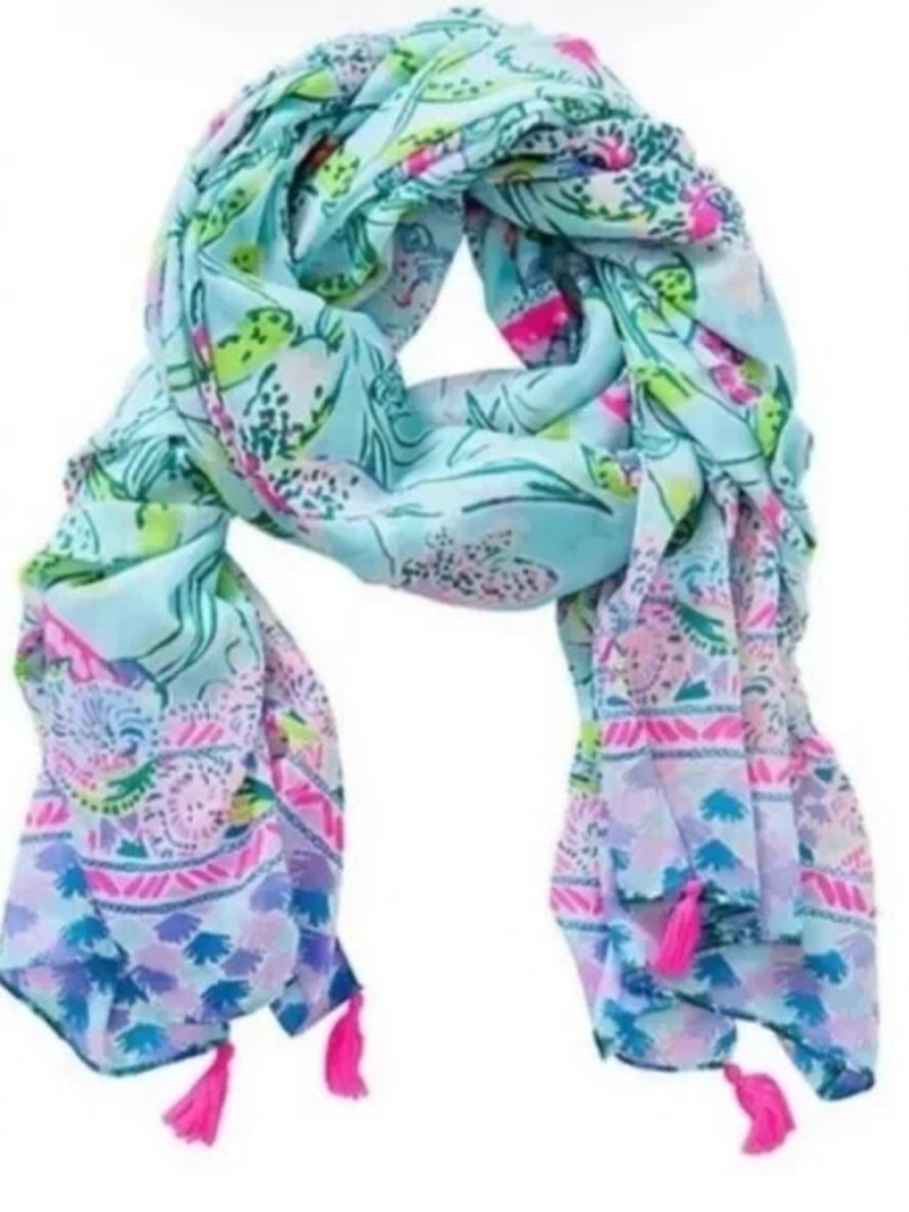 Lilly Pulitzer Blue Floral Tie-Waist Beach Sarong Wrap